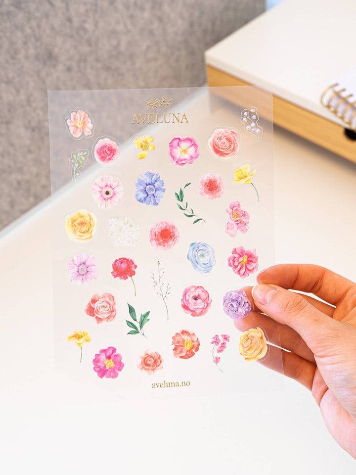 Klistremerker med blomster gjennomsiktig
