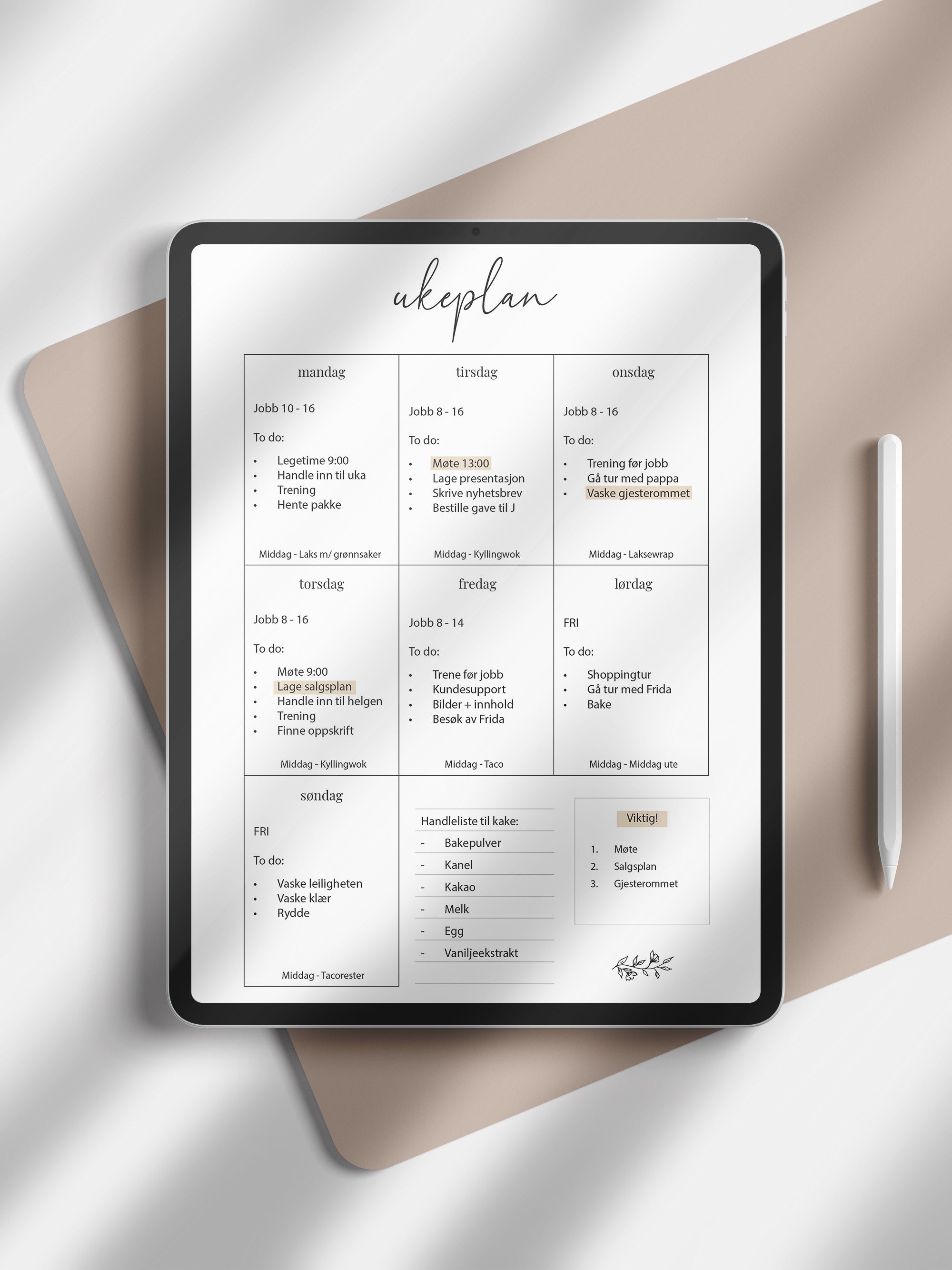 Ukeplan - PDF